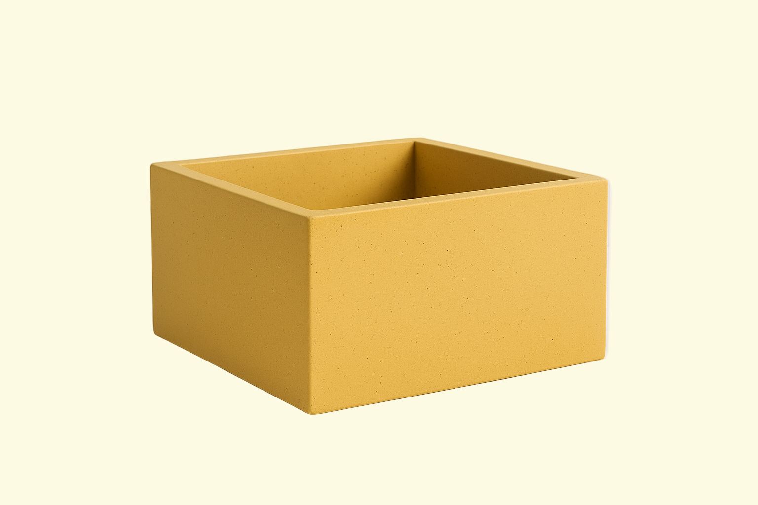 40L x 40W x 25H ebadında beton saksı sarı renk olsun arka planı açık renk olsun